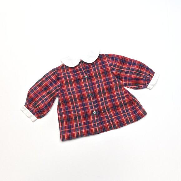 Vintage Handmade Swing Top Girls Sz 2T Red Rainbow Plaid Classic - Picture 2 of 2